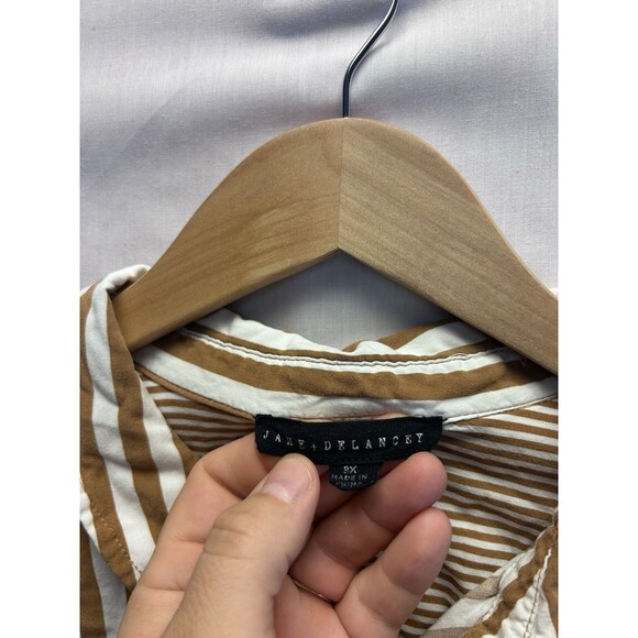 JANE AND DELANCEY Womens Button Back Tunic Blouse Shirt Top Plus Size 3X Brown - Picture 3 of 8